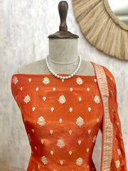 Tissue Unstitched Suit Set With Banarasi Work