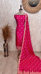 Tissue Unstitched Suit Set With Banarasi Work