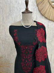 Mul Unstitched Suit Set With Rose Scalping