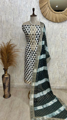 Organza Unstitched Suit Set With Triangle And Circular Prints