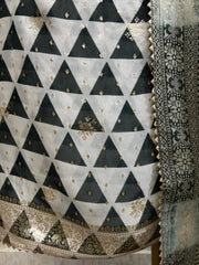 Organza Unstitched Suit Set With Triangle And Circular Prints