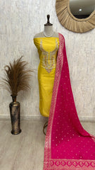 Maheshwari Unstitched Suit Set With Hand Work