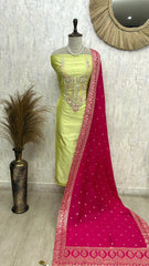 Maheshwari Unstitched Suit Set With Hand Work