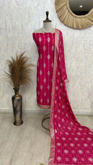 Crepe Unstitched Suit Set Symmetric Design