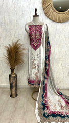 Crepe Unstitched Suit Set With Zari Work