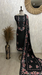 Muslin Unstitched Suit Set With Floral Motif