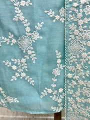 Linen Unstitched Suit Set With All-Over Thread Work