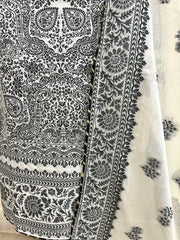 Cotton Unstitched Suit Set With Kashmiri Weave
