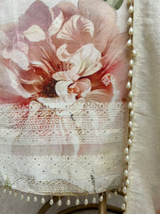 Muslin Unstitched Suit Set Featuring Weaving