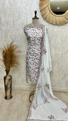 Opada Silk Unstitched Suit Set With Thread Embroidery