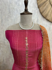 Crush Tissue Unstitched Suit Set With Ombre Effect