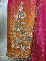 Crush Tissue Unstitched Suit Set With Ombre Effect