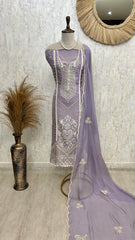 Organza Unstitched Suit Set With Bead Work