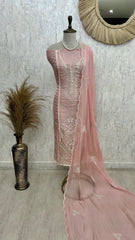 Organza Unstitched Suit Set With Bead Work