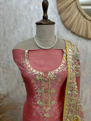 Gota Leather With Tissue Unstitched Suit Set