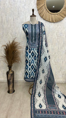 Ikat Print Linen Unstitched Suit Set