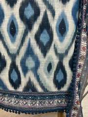 Ikat Print Linen Unstitched Suit Set