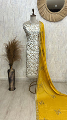 Opada Silk Unstitched Suit Set With Thread Embroidery