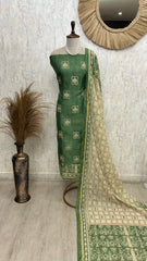 Maheshwari Unstitched Suit Set with Kantha