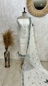 Cotton Unstitched Suit Set With Cotton Dupatta