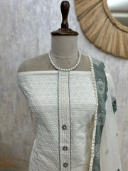 Cotton Unstitched Suit Set With Cotton Dupatta