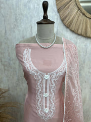 Organza Unstitched Suit Set With Organza Dupatta