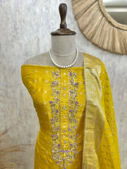 Unstitched Tissue Suit Set Featuring Organza Dupatta