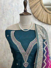 Modal Unstitched Suit Set Featuring Organza Dupatta