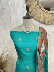 Royal Teal Elegance Unstiched Suit