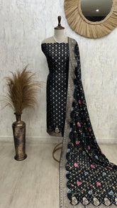 Banarasi Silk Unstitched Suit Set