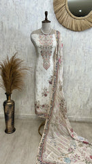 Crepe Unstitched Suit Set With Zari