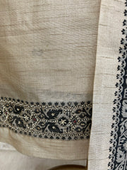 Linen Unstitched Suit Set With Handwork