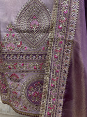 Tissue Unstitched Suit Set Featuring Tissue Dupatta