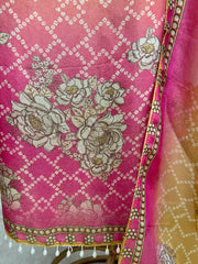 Tissue Unstitched Suit Set With Ombre Effect