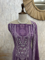 Lucknowi Style Georgette Unstitched Suit Set