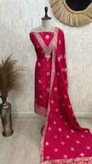 Dola Silk Unstitched Suit Set With Dola Silk Dupatta