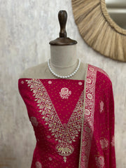 Dola Silk Unstitched Suit Set With Dola Silk Dupatta