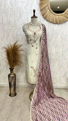 Tissue Unstitched Suit Set With Gota Patti Work