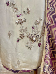 Tissue Unstitched Suit Set With Gota Patti Work