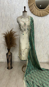 Tissue Unstitched Suit Set With Gota Patti Work