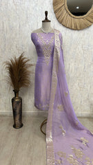 Tissue Unstitched Suit Set Featuring Zardosi Work And Banarasi Weaving On Dupatta