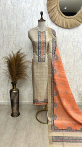 Tussar Printed Unstitched Suit Set