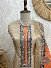 Tussar Printed Unstitched Suit Set