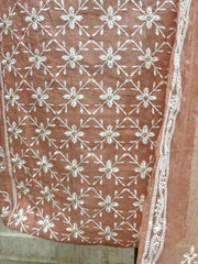 Mul Chanderi Embroidered Unstitched Suit Set