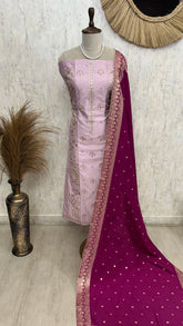 Maheshwari Panel Design Unstitched Suit Set