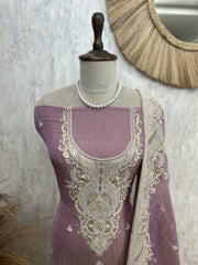 Crust Tissue Unstitched Suit Set With Zari Work