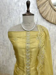 Glass Organza Unstitched Suit Set