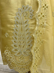 Glass Organza Unstitched Suit Set