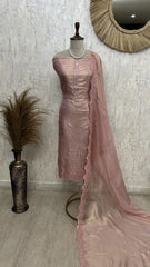 Glass Organza Unstitched Suit Set