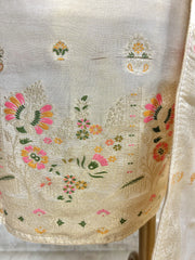 Tissue Unstitched Suit Set Featuring Thread Work